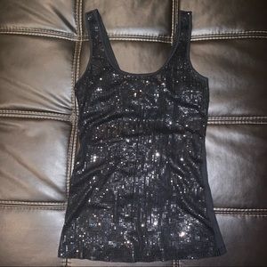 Black sequin tank top Express new